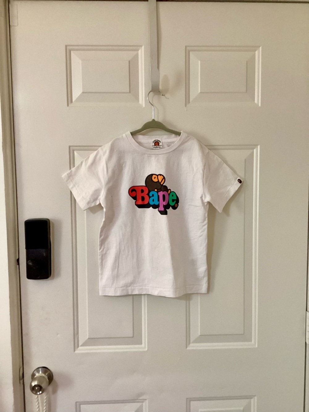 Kids Bape White Tee with Multicolor Bubble Logo